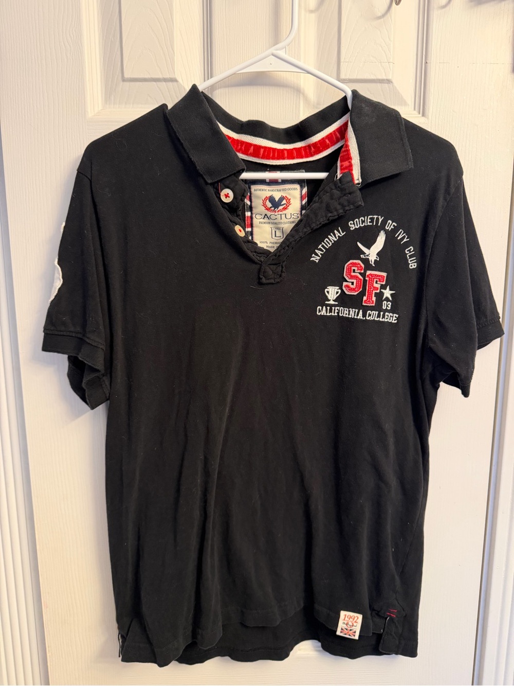 Cactus Black Polo with Red Trim and Embroidered SF Logo